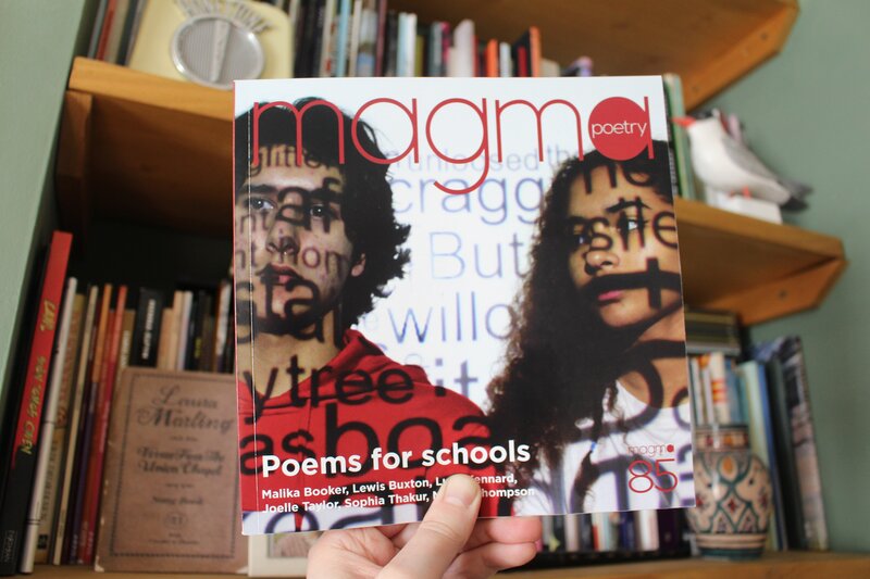 A photograph of the Magma Poetry Issue 85 cover, with the subtitle 'Poems for Schools'.