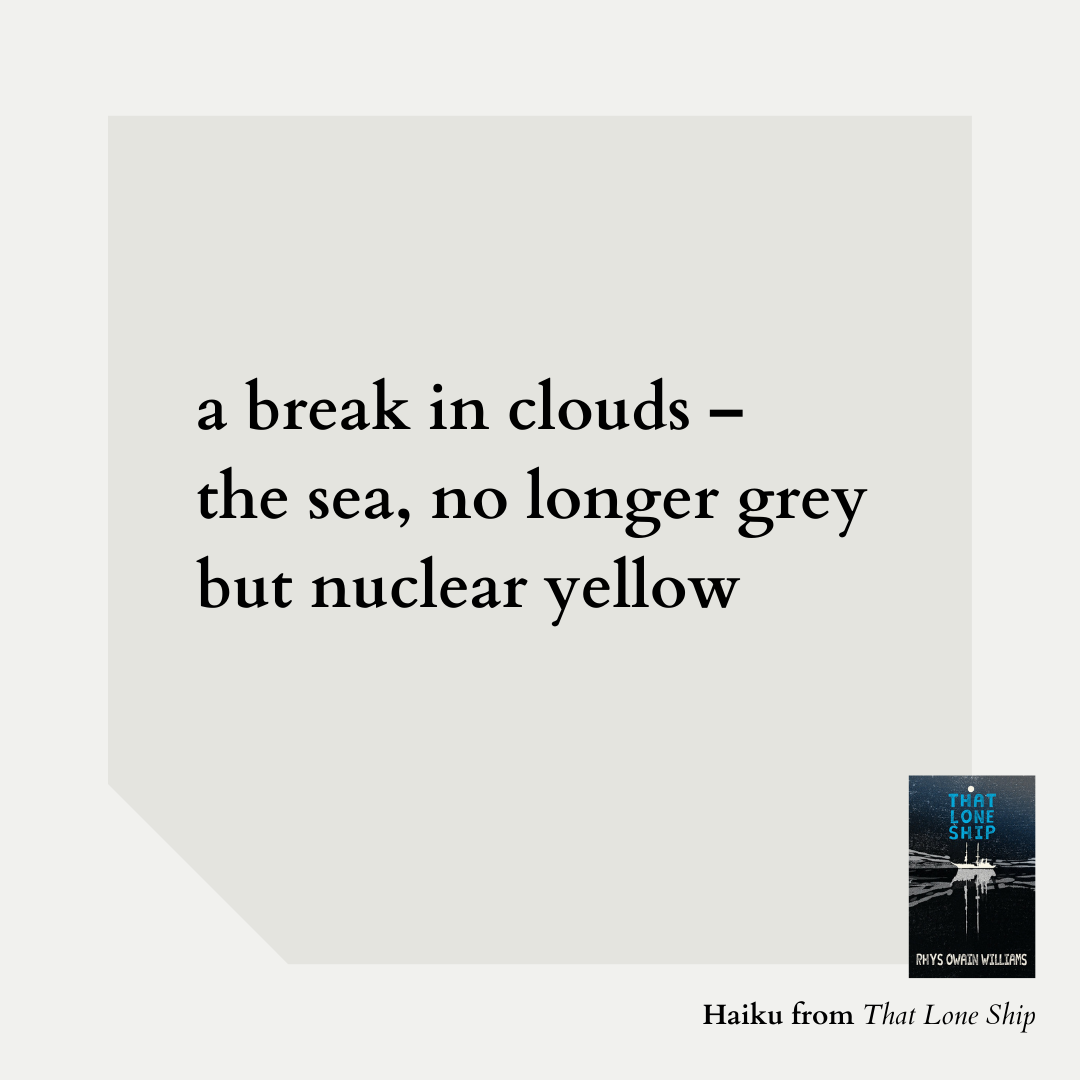 a break in clouds – the sea, no longer grey but nuclear yellow